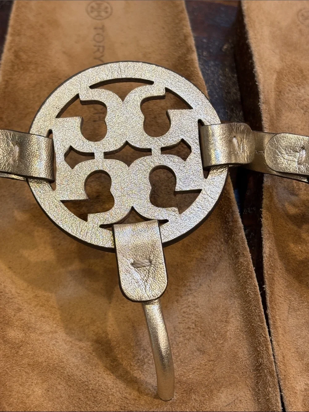 Tory Burch Miller Cloud Metallic Leather / Cork Sandals size 11